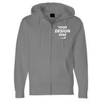 Independent Trading Co. Unisex Heavyweight Full-Zip Hooded Sweatshirt, Gunmetal Heather, Front view, Mockup