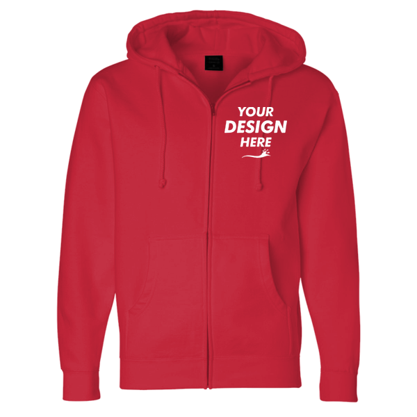 Independent Trading Co. Unisex Heavyweight Full-Zip Hooded Sweatshirt, Red, Front view, Mockup