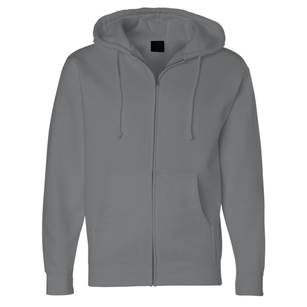 Independent Trading Co. Unisex Heavyweight Full-Zip Hooded Sweatshirt, Solid Charcoal, Front view