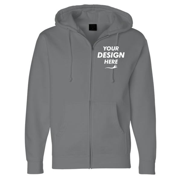 Independent Trading Co. Unisex Heavyweight Full-Zip Hooded Sweatshirt, Solid Charcoal, Front view, Mockup
