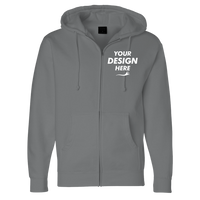 Independent Trading Co. Unisex Heavyweight Full-Zip Hooded Sweatshirt, Solid Charcoal, Front view, Mockup