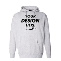 Independent Trading Co. Unisex Heavyweight Hooded Sweatshirt, Grey Heather / Grey Heather, Front view, Mockup