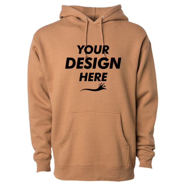 Independent Trading Co. Unisex Heavyweight Hooded Sweatshirt, Saddle / Saddle, Front view, Mockup