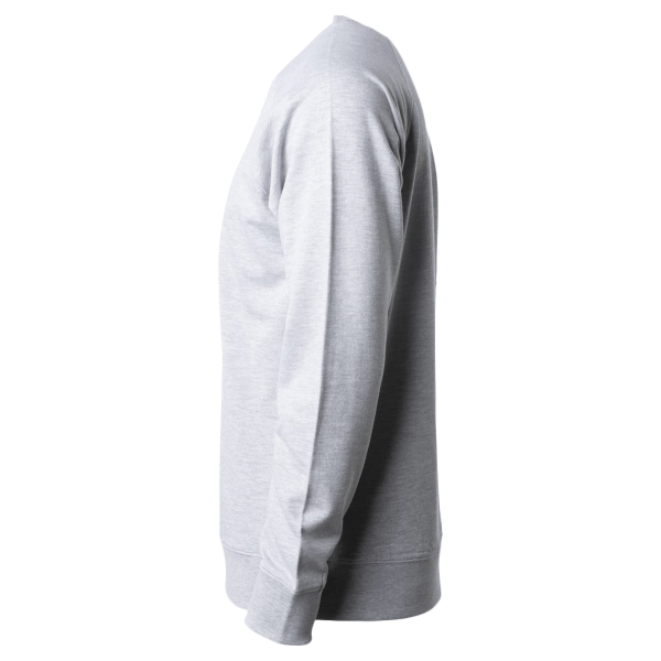 Independent Trading Co. Unisex Icon Lightweight Loopback Terry Crewneck Sweatshirt, Athletic Heather, Left Sleeve view