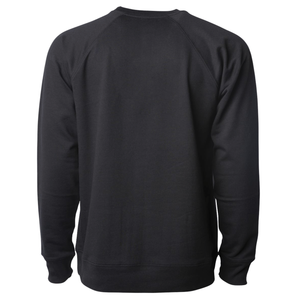 Independent Trading Co. Unisex Icon Lightweight Loopback Terry Crewneck Sweatshirt, Black, Back view