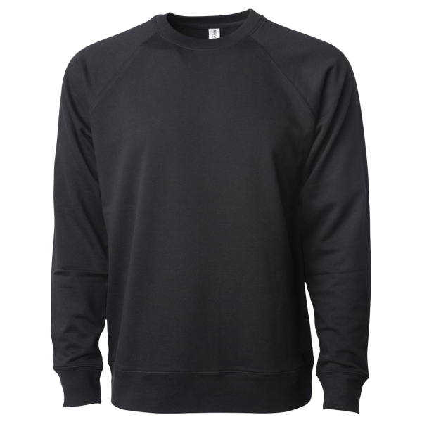 Independent Trading Co. Unisex Icon Lightweight Loopback Terry Crewneck Sweatshirt, Black, Front view