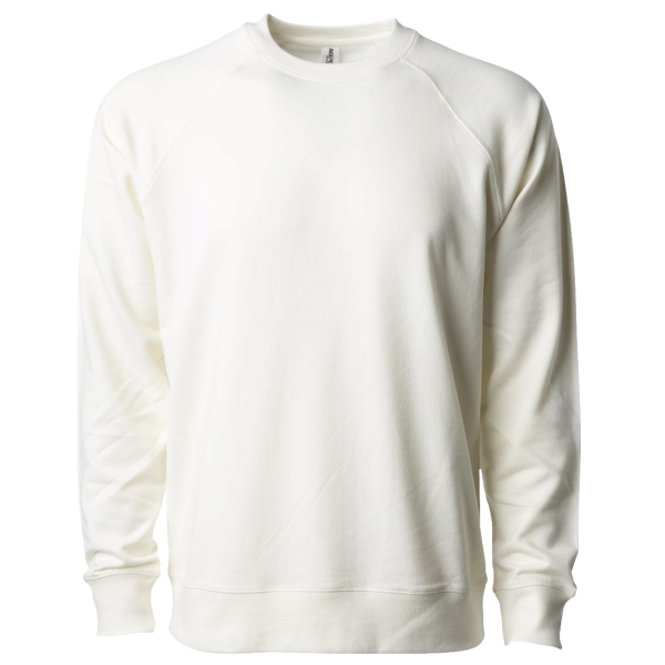 Independent Trading Co. Unisex Icon Lightweight Loopback Terry Crewneck Sweatshirt, Bone, Front view