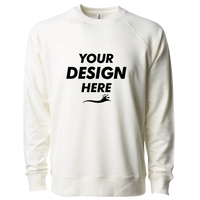 Independent Trading Co. Unisex Icon Lightweight Loopback Terry Crewneck Sweatshirt, Bone, Front view, Mockup