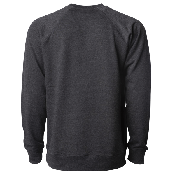Independent Trading Co. Unisex Icon Lightweight Loopback Terry Crewneck Sweatshirt, Charcoal Heather, Back view