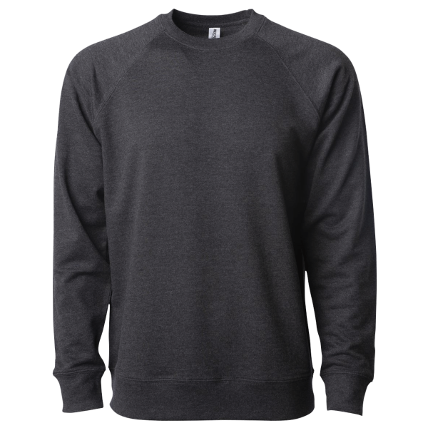 Independent Trading Co. Unisex Icon Lightweight Loopback Terry Crewneck Sweatshirt, Charcoal Heather, Front view