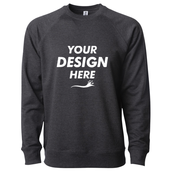 Independent Trading Co. Unisex Icon Lightweight Loopback Terry Crewneck Sweatshirt, Charcoal Heather, Front view, Mockup
