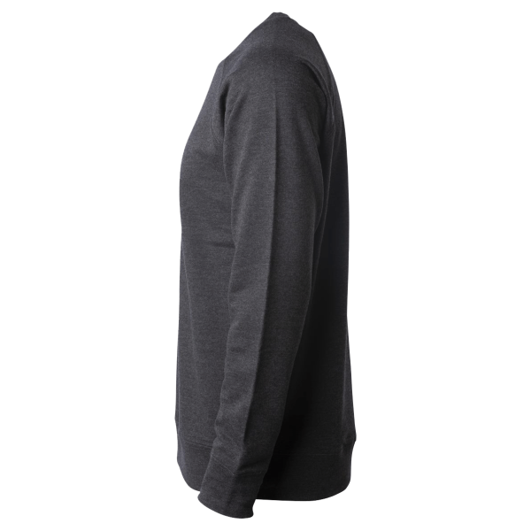 Independent Trading Co. Unisex Icon Lightweight Loopback Terry Crewneck Sweatshirt, Charcoal Heather, Left Sleeve view