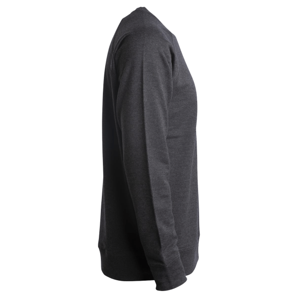 Independent Trading Co. Unisex Icon Lightweight Loopback Terry Crewneck Sweatshirt, Charcoal Heather, Right Sleeve view