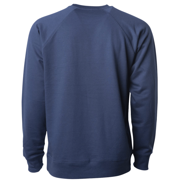 Independent Trading Co. Unisex Icon Lightweight Loopback Terry Crewneck Sweatshirt, Indigo, Back view