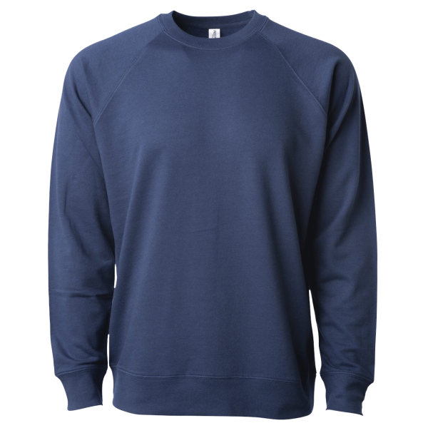 Independent Trading Co. Unisex Icon Lightweight Loopback Terry Crewneck Sweatshirt, Indigo, Front view
