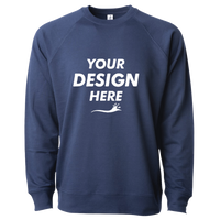 Independent Trading Co. Unisex Icon Lightweight Loopback Terry Crewneck Sweatshirt, Indigo, Front view, Mockup