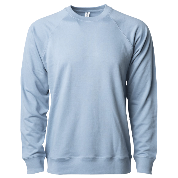 Independent Trading Co. Unisex Icon Lightweight Loopback Terry Crewneck Sweatshirt, Misty Blue, Front view