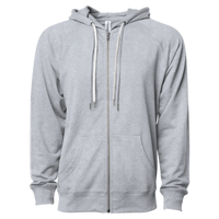 Independent Trading Co. Unisex Icon Lightweight Loopback Terry Full-Zip Hooded Sweatshirt, Athletic Heather, Front view