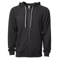 Independent Trading Co. Unisex Icon Lightweight Loopback Terry Full-Zip Hooded Sweatshirt, Black, Front view