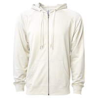 Independent Trading Co. Unisex Icon Lightweight Loopback Terry Full-Zip Hooded Sweatshirt, Bone, Front view
