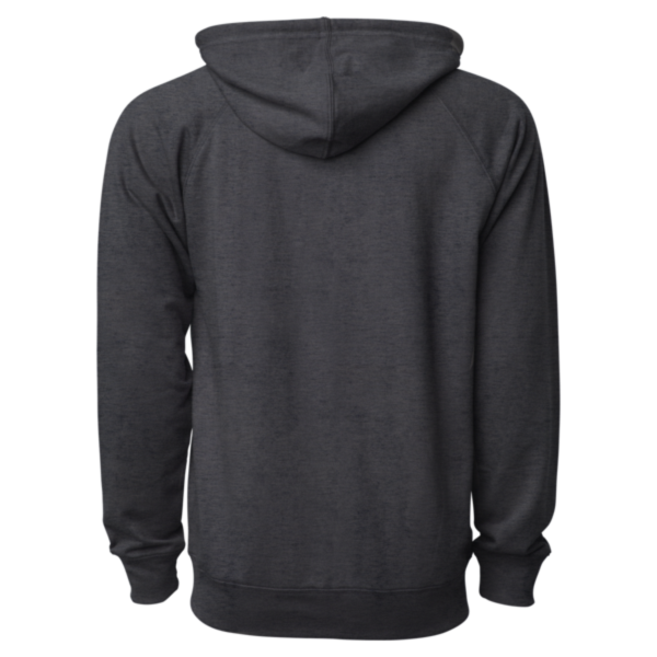 Independent Trading Co. Unisex Icon Lightweight Loopback Terry Full-Zip Hooded Sweatshirt, Charcoal Heather, Back view
