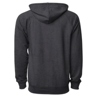 Independent Trading Co. Unisex Icon Lightweight Loopback Terry Full-Zip Hooded Sweatshirt, Charcoal Heather, Back view