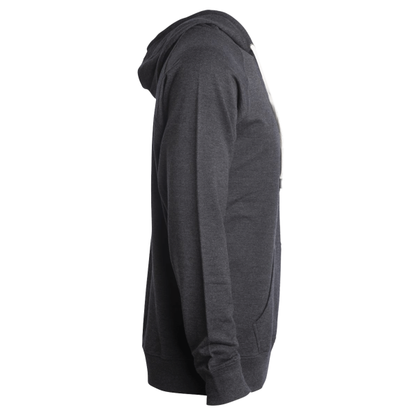 Independent Trading Co. Unisex Icon Lightweight Loopback Terry Full-Zip Hooded Sweatshirt, Charcoal Heather, Right Sleeve view