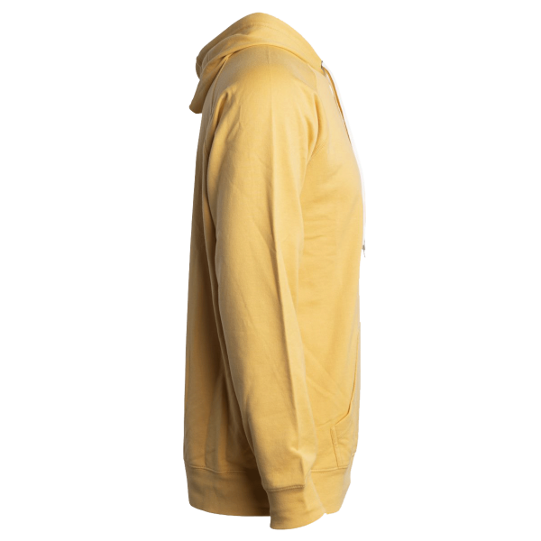 Independent Trading Co. Unisex Icon Lightweight Loopback Terry Full-Zip Hooded Sweatshirt, Harvest Gold, Right Sleeve view