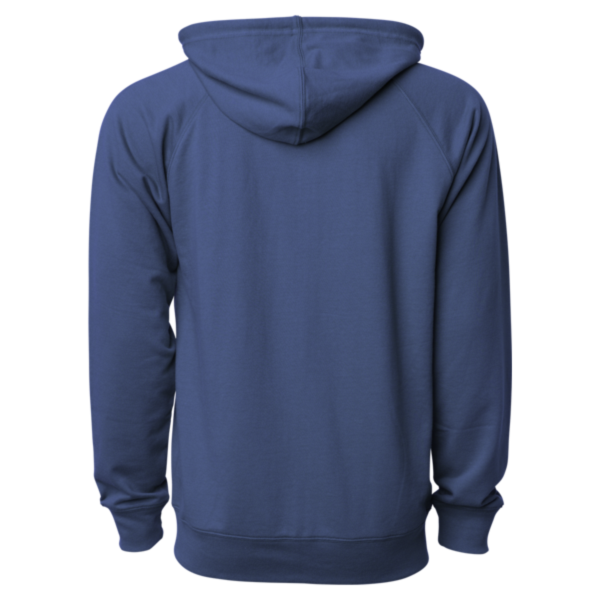 Independent Trading Co. Unisex Icon Lightweight Loopback Terry Full-Zip Hooded Sweatshirt, Indigo, Back view