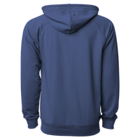 Independent Trading Co. Unisex Icon Lightweight Loopback Terry Full-Zip Hooded Sweatshirt, Indigo, Back view