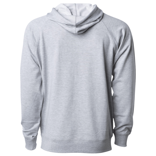 Independent Trading Co. Unisex Icon Lightweight Loopback Terry Hooded Sweatshirt, Athletic Heather, Back view
