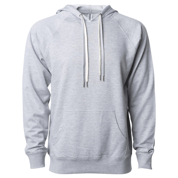 Independent Trading Co. Unisex Icon Lightweight Loopback Terry Hooded Sweatshirt, Athletic Heather, Front view