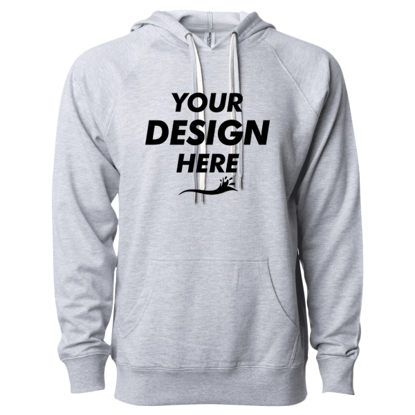 Independent Trading Co. Unisex Icon Lightweight Loopback Terry Hooded Sweatshirt, Athletic Heather, Front view, Mockup