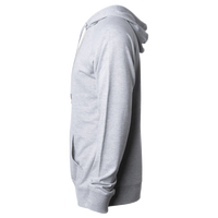 Independent Trading Co. Unisex Icon Lightweight Loopback Terry Hooded Sweatshirt, Athletic Heather, Left Sleeve view