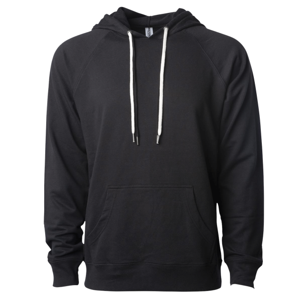 Independent Trading Co. Unisex Icon Lightweight Loopback Terry Hooded Sweatshirt, Black, Front view