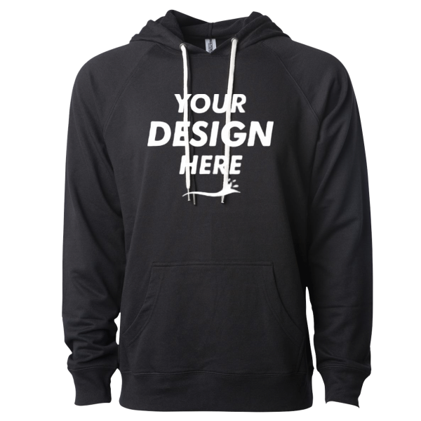 Independent Trading Co. Unisex Icon Lightweight Loopback Terry Hooded Sweatshirt, Black, Front view, Mockup
