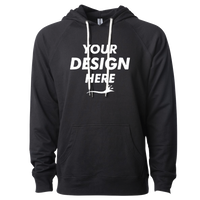 Independent Trading Co. Unisex Icon Lightweight Loopback Terry Hooded Sweatshirt, Black, Front view, Mockup