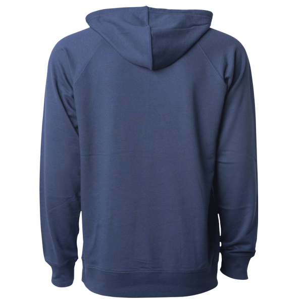 Independent Trading Co. Unisex Icon Lightweight Loopback Terry Hooded Sweatshirt, Indigo, Back view