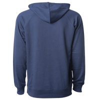 Independent Trading Co. Unisex Icon Lightweight Loopback Terry Hooded Sweatshirt, Indigo, Back view