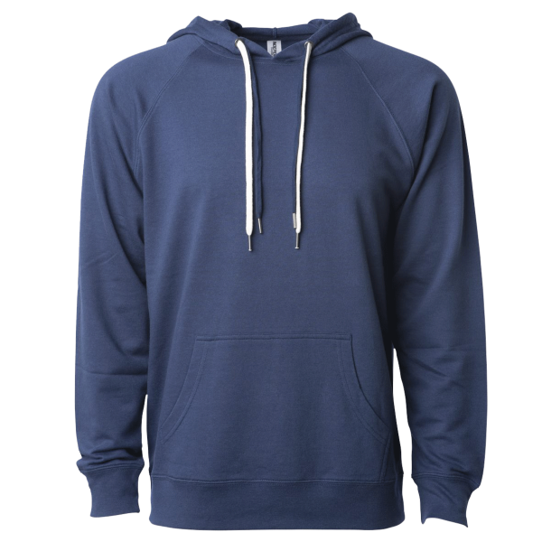 Independent Trading Co. Unisex Icon Lightweight Loopback Terry Hooded Sweatshirt, Indigo, Front view