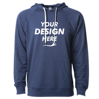 Independent Trading Co. Unisex Icon Lightweight Loopback Terry Hooded Sweatshirt, Indigo, Front view, Mockup