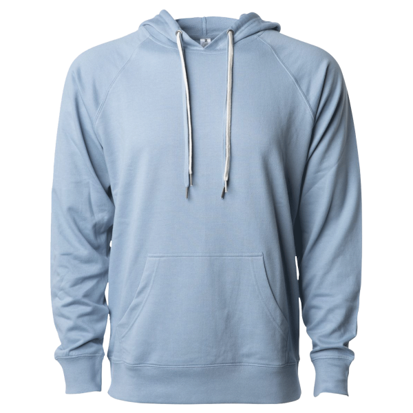 Independent Trading Co. Unisex Icon Lightweight Loopback Terry Hooded Sweatshirt, Misty Blue, Front view