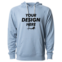 Independent Trading Co. Unisex Icon Lightweight Loopback Terry Hooded Sweatshirt, Misty Blue, Front view, Mockup