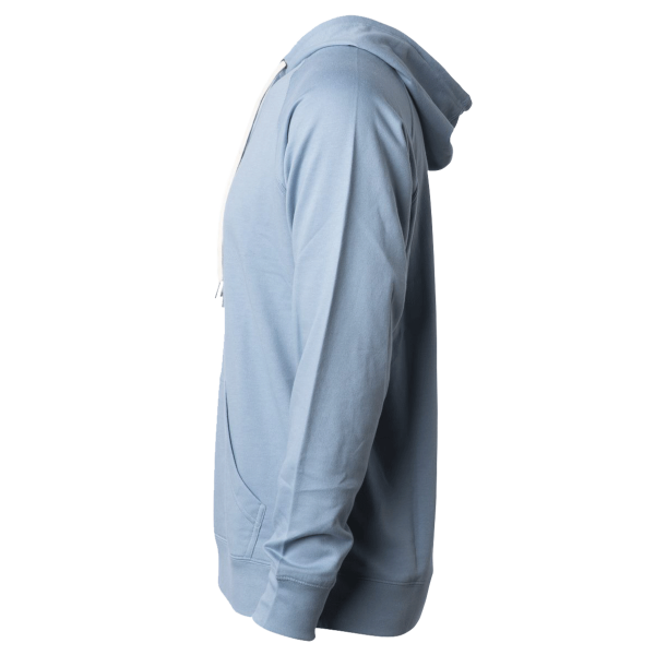 Independent Trading Co. Unisex Icon Lightweight Loopback Terry Hooded Sweatshirt, Misty Blue, Left Sleeve view