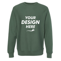 Independent Trading Co. Unisex Legend Premium Heavyweight Cross-Grain Crewneck Sweatshirt, Alpine Green, Front view, Mockup