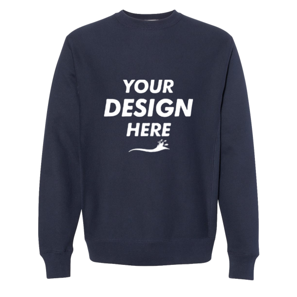 Independent Trading Co. Unisex Legend Premium Heavyweight Cross-Grain Crewneck Sweatshirt, Classic Navy, Front view, Mockup