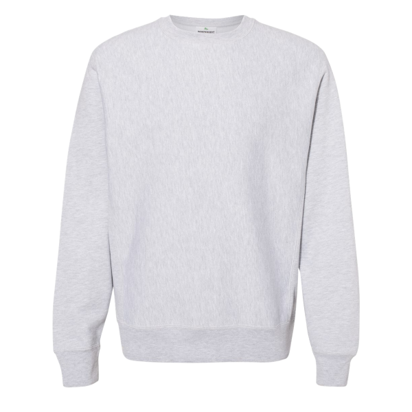 Independent Trading Co. Unisex Legend Premium Heavyweight Cross-Grain Crewneck Sweatshirt, Grey Heather, Front view