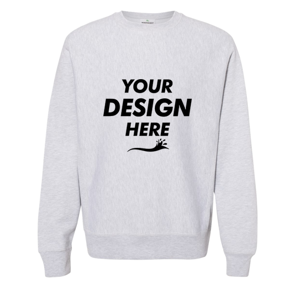 Independent Trading Co. Unisex Legend Premium Heavyweight Cross-Grain Crewneck Sweatshirt, Grey Heather, Front view, Mockup