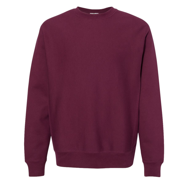 Independent Trading Co. Unisex Legend Premium Heavyweight Cross-Grain Crewneck Sweatshirt, Maroon, Front view
