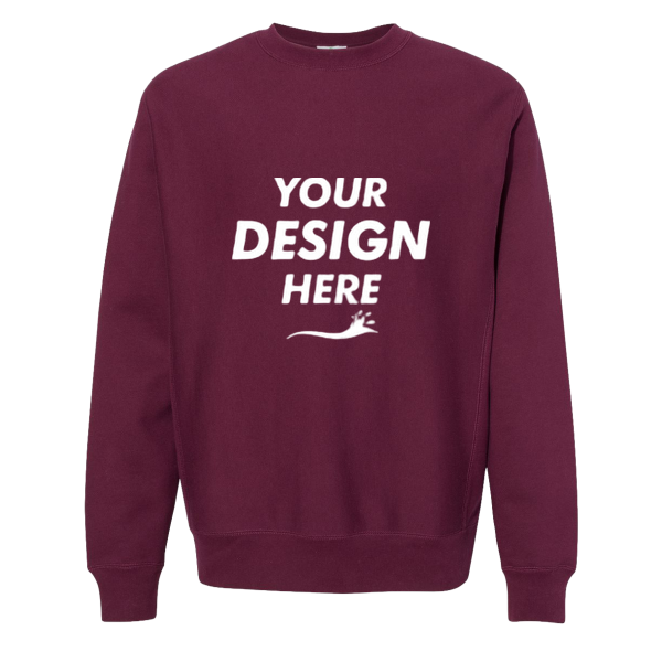 Independent Trading Co. Unisex Legend Premium Heavyweight Cross-Grain Crewneck Sweatshirt, Maroon, Front view, Mockup